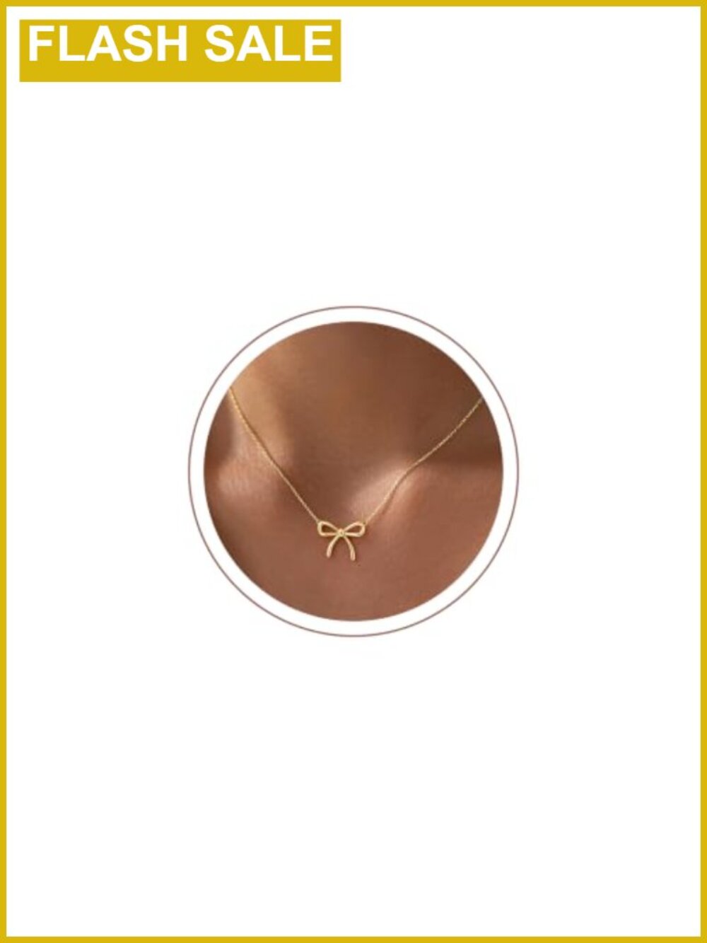 14K Gold Plated Dainty Bow Pendant Necklace